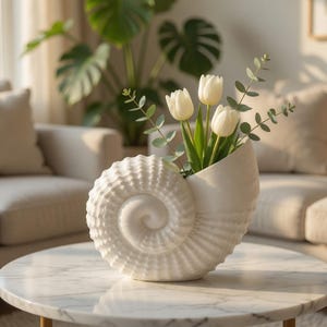 Nautilus Shell Vase - 3D Printed Coastal Decor