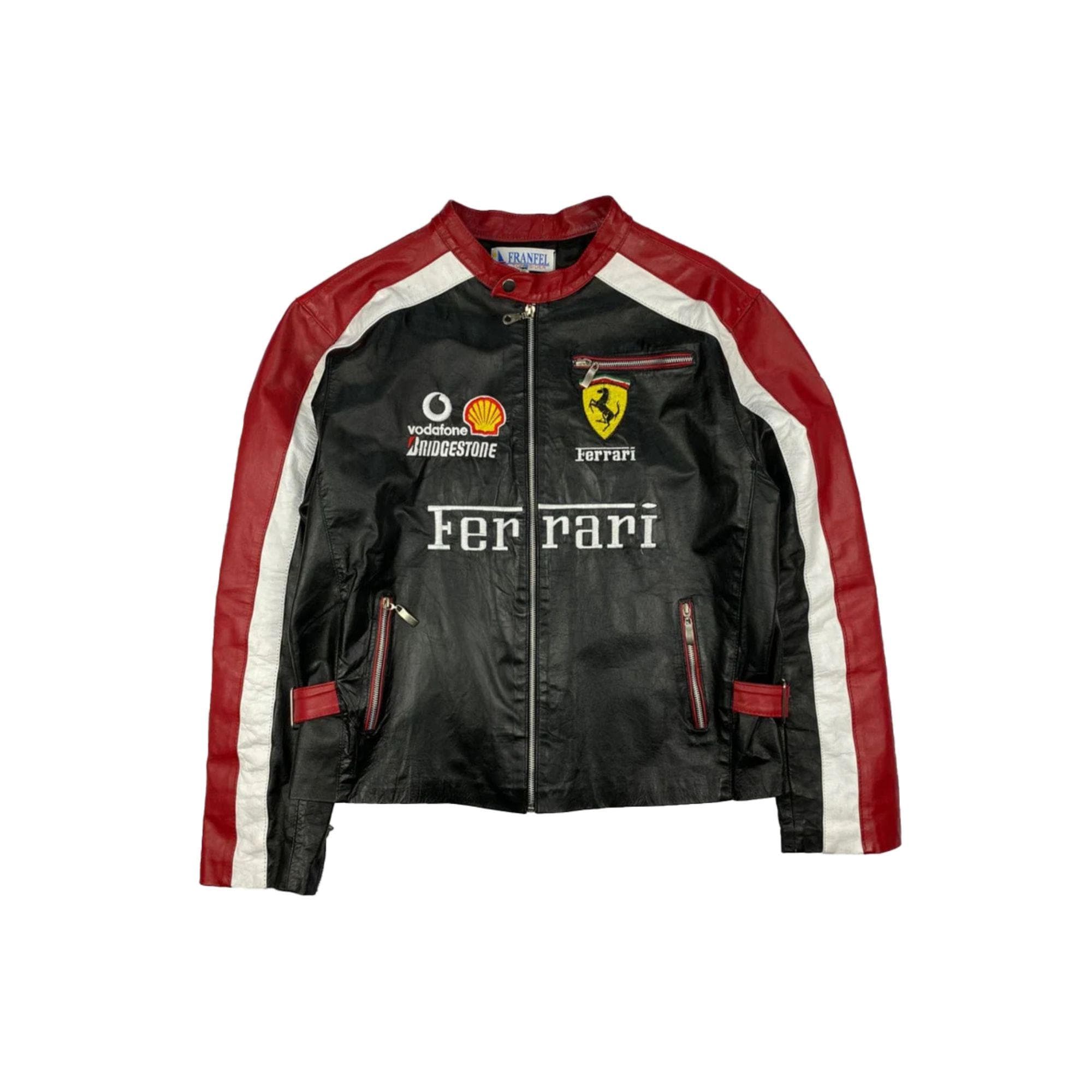 【神レア】 Ferrari 本革 レーシングジャケット　刺繍　フェラーリ 神レア】 Ferrari 本革 レーシングジャケット 刺繍 フェラーリ