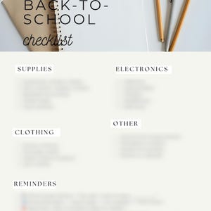 Back to School Checklist | Printable School Supply, Clothing, Electronics Planner (Digital Download)
