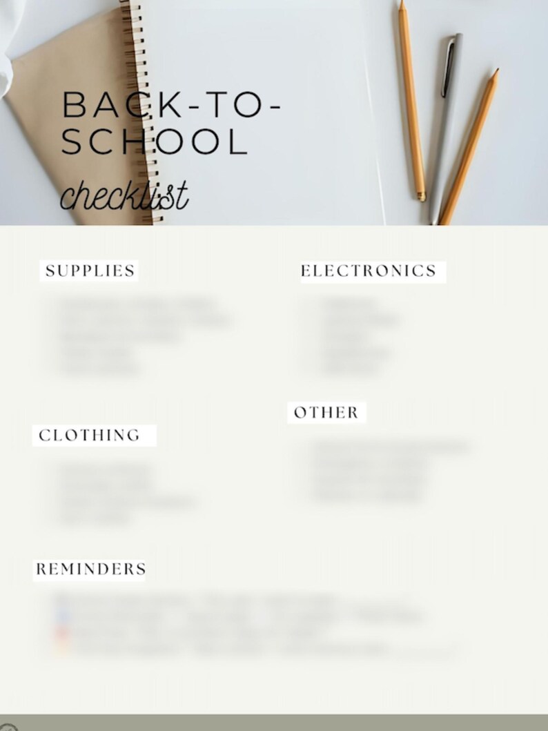 Back to School Checklist | Printable School Supply, Clothing ...