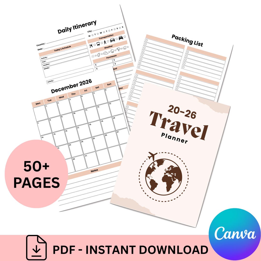 2026 Travel Planner Bundle | Vacation Itinerary, Budget Tracker (PDF ...