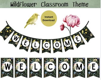 Classroom DIY Bunting Banner - Wildflower Theme - Editable Classroom Decor