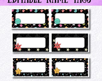 Etiquettes nominatives modifiables - Etiquettes pour la classe - Etiquettes pour livres - Étoiles