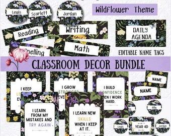 Wildflower Classroom Decor Bundle – Editable + Printable | 5 products