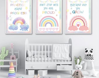 Pastel Growth Mindset Posters: Classroom & Kids Room Decor (PDF Download)