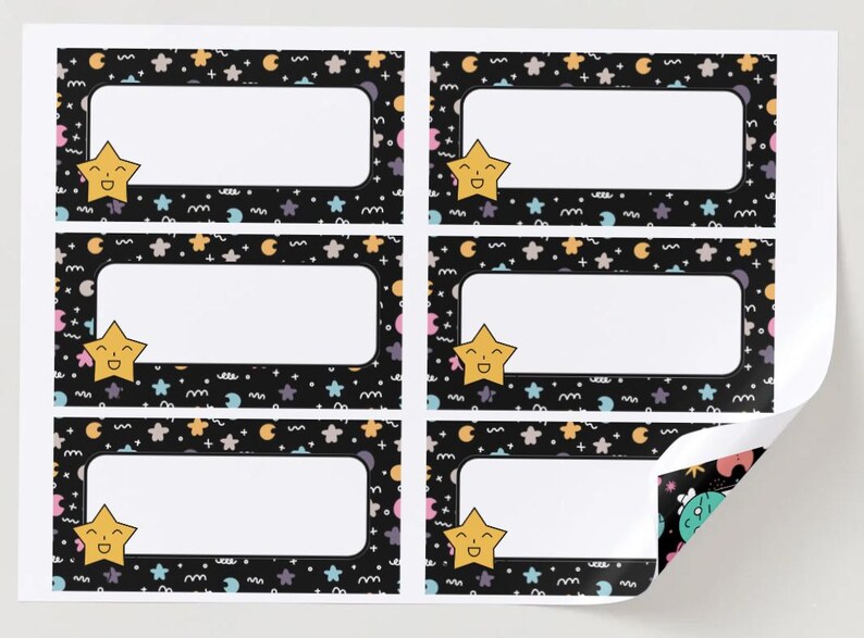 Moon Name Labels Editable Name Tags - Classroom Labels - Book Labels - Stars - Etsy Canada