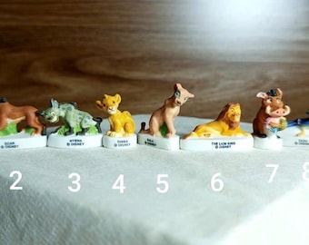 Vintage Lion King French Fèves Set – Figuras de porcelana Simba, Nala, Timon, Pumbaa