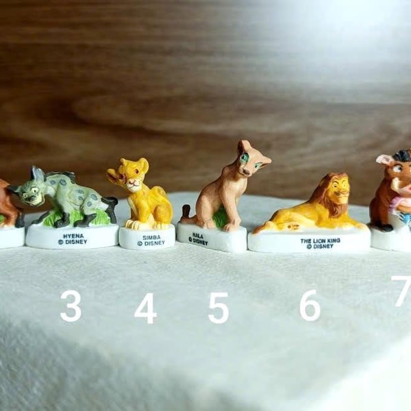 Vintage Lion King French Fèves Set – Porcelain Simba, Nala, Timon, Pumbaa Figures