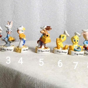 Vintage French Feves Looney Tunes Bakers - Rare Miniature Porcelain Cartoon Figurines - Collectible Epiphany King Cake Charms