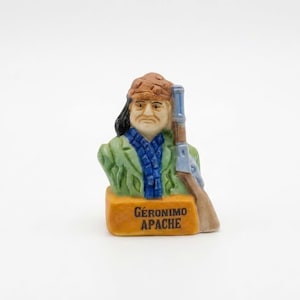 Geronimo Apache Chief, Indiaanse buste met geweer, Franse Galette des Rois-bedel, verzamelobject Epiphany Fève