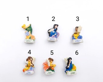 Fate in porcellana - Trilli, Silvermist, Iridessa, Rosetta, Fawn - Piccole statuine in ceramica - Ciondoli per torte francesi - Scegli la tua fata