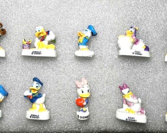 Donald and Daisy Duck Mini Pottery Statues | Retro Disney Collectibles | Tiny Ceramic Duck Gift