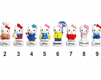 Vintage French Feves Hello Kitty & Friends - rzadkie miniaturowe figurki Sanrio z porcelany - kolekcjonerskie zawieszki do ciasta Epiphany King