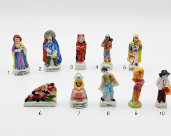 Vintage French Ceramic Fèves: ręcznie malowane miniatury porcelanowe, zawieszki do ciast królewskich