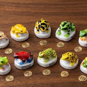 Handpainted Porcelain Frog Fèves, French King Cake Figurines, Tiny Toad Decor