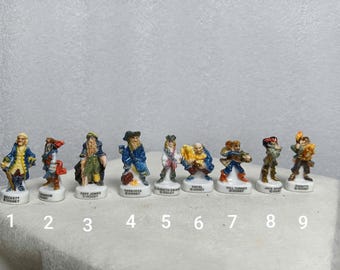 Pirates of the Caribbean Miniature Fèves - Hand-Painted Ceramic Pirate Figurines: Jack Sparrow, Black Pearl