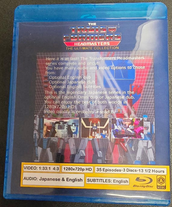 Transformers Headmasters Blu Ray English or Japanese Dub With