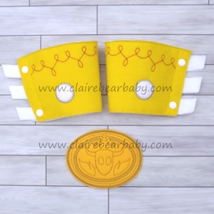 Toy Story Inspired Felt Dress Up Pretend Jessie Cowgirl Sleeve Cuffs and Buckle Set Costume Accessories