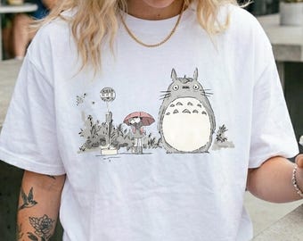 Vintage Totoro Bus Stop Shirt, Ghibli Tee, Anime T-Shirt Gifts