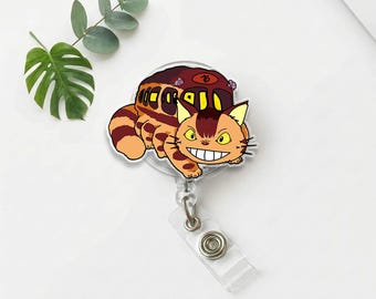 Porta-crachá retrátil Cat Bus – Porta-identificação de anime para enfermeiros e professores