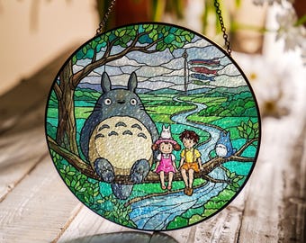 Vitral Koinobori, o Espírito da Floresta, para pendurar na janela (estilo anime).