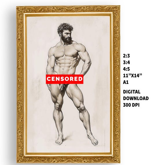 Anatomical Male Art Print: Vintage Style - Digital Download
