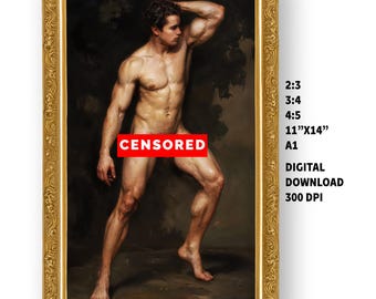 Impresión artística de un hombre pin-up: estilo clásico vintage (descarga instantánea)