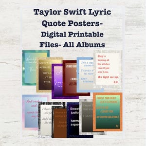 Póster con las letras de TS: todos los álbumes, citas editables (descarga digital, PDF, enlace de Canva)