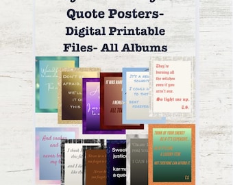 Póster con las letras de TS: todos los álbumes, citas (descarga digital, enlace PDF), imprimible, gira Eras