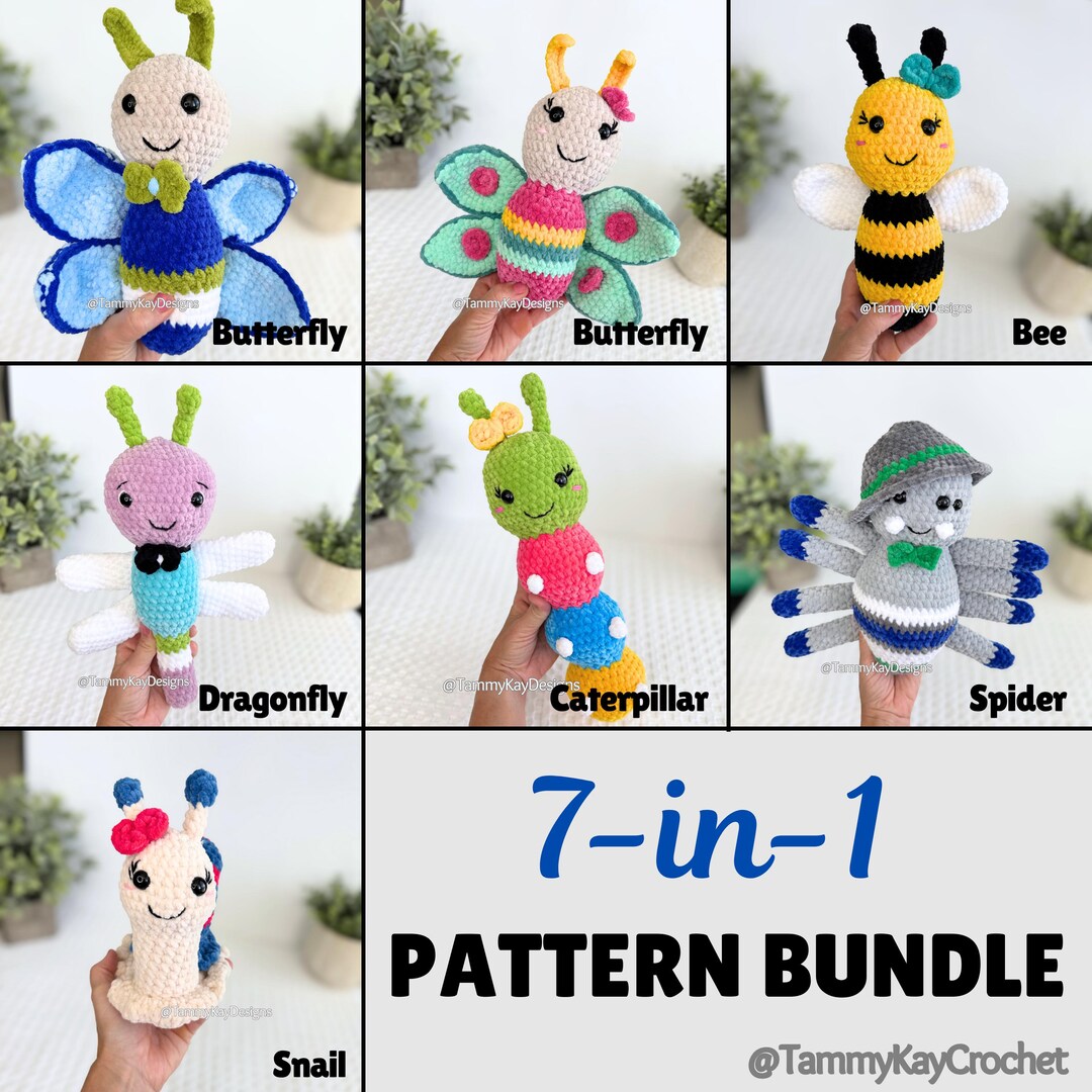 Hama Insect 7-in-1 Insect Crochet Pattern Bundle | Butterfly, Bee, Dragonfly ...