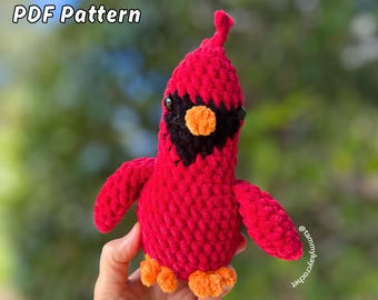 No-Sew Red Cardinal Häkelanleitung: Amigurumi Vogel (PDF-Muster)