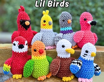 Bundel met gehaakt vogelpatroon zonder naaien: 8-in-1 amigurumi-vogelpatronen, Lil Birdies (pdf)