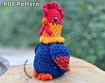 No-Sew Rooster Crochet Pattern: Amigurumi Chicken Plush Toy (PDF Download)