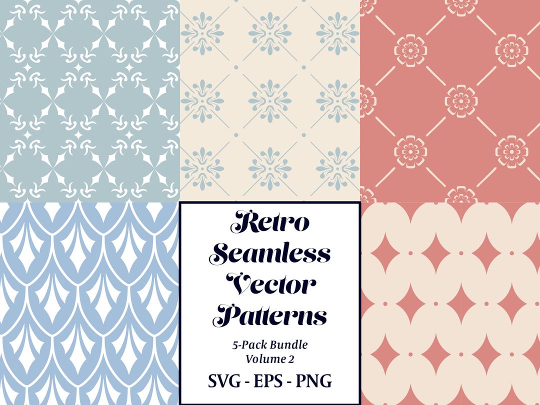 Retro Inspired Seamless Vector Pattern - Bundle 2 - Etsy