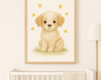 Lámina infantil de animales de granja en acuarela: Decoración rústica de granero (Descarga instantánea)