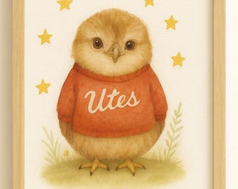 Lámina para guardería de Utah: Arte mural universitario estilo acuarela (descarga instantánea)