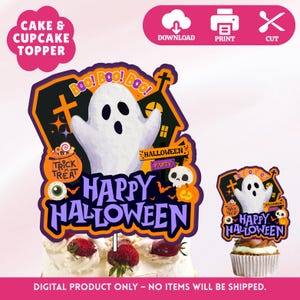Spooky Halloween Cake Topper: Instant Download & Customizable for Your Theme Cake