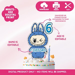 Custom Labubu Inspired Cake Topper: Birthday Party Decor (PDF Download