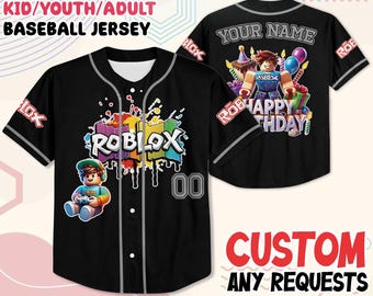 Custom Roblox Birthday Baseball Jersey, Gamer Party Outfit