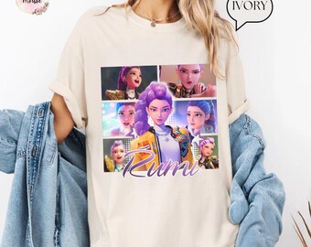 Camiseta de colores cómodos de Rumi de Huntrix de Kpop, camiseta gráfica extragrande