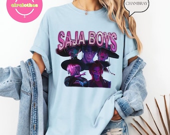 Camiseta gráfica personalizada SAJA para niño: Camisa de colores cómodos de anime Kpop