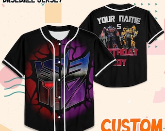 Custom Transformers Birthday Baseball Jersey, Optimus Prime Bumblebee Party Shirt