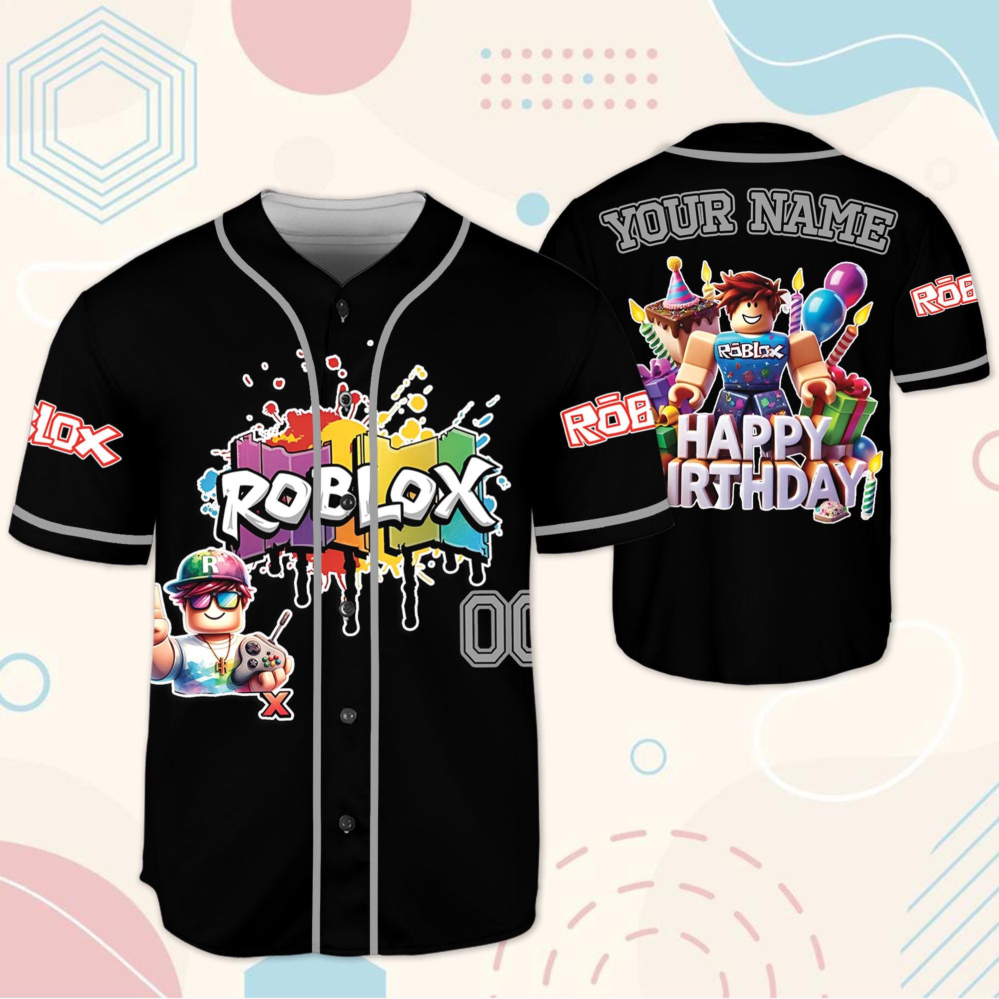 Discover Custom Roblox Birthday Baseball Jersey, Gamer Party Shirt