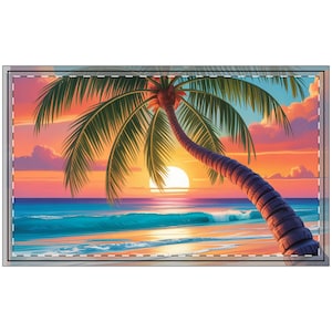 Sunset Beach Fußmatte, Tropisches Dekor, Haus Eingangsmatte, Sommer Vibes, Willkommensmatte an der Küste