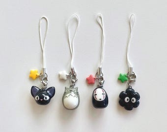 Ghibli Inspired Phone Strap | Totoro, Jiji Cat, No Face, Soot Sprite Charm