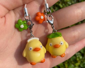Ghibli Inspired Otori Duckling Phone Strap | Handmade Polymer Clay Keychain Charm with Initial Option
