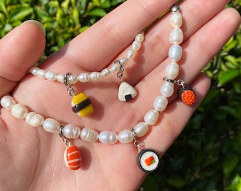 Sushi Charms — Salmon Tamagoyaki Nigiri Maki Ikura Onigiri I Handmade Food Polymer Clay