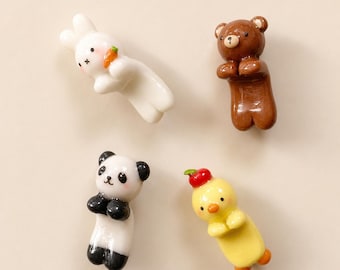 Handmade Animal Hipper, Hand Sculpted Polymer Clay Phone Charm Accessory, Kawaii Tech Decor