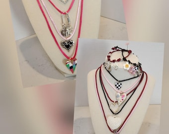 Charm Necklace Pendant Valentines Heart Pink Sweetheart Love