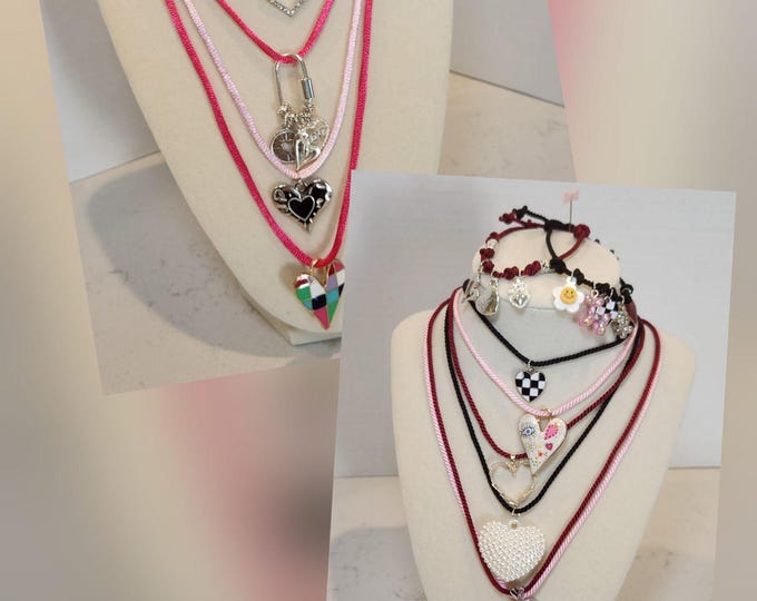 Charm Necklace Pendant Valentines Heart Pink Sweetheart Love